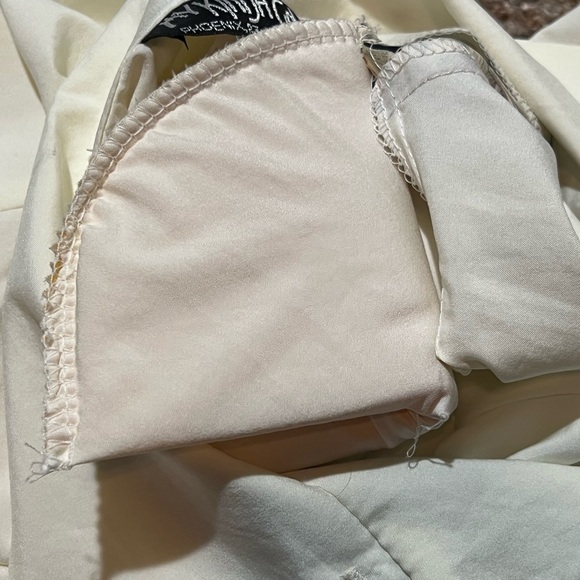 My Kinda Gal Vintage Cream Blouse Black Paisley Shoulder Pads Made in USA L - Picture 13 of 15